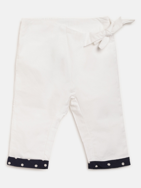 

United Colors of Benetton Girls White Regular Fit Solid Wrap Trousers