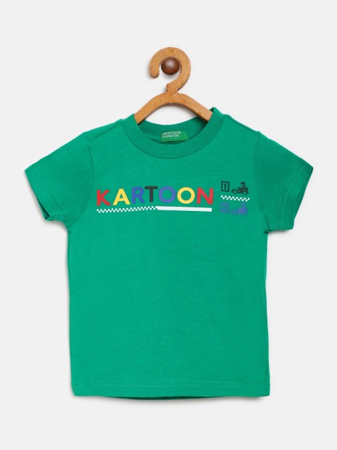

United Colors of Benetton Boys Green Printed Detail Round Neck T-shirt