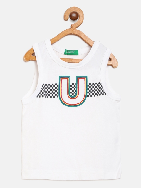 

United Colors of Benetton Boys White & Black Typography Print Round Neck T-shirt