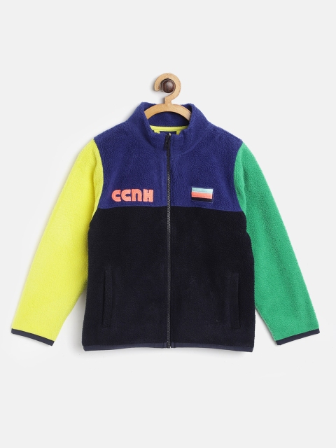 

Cherry Crumble Kids Navy Blue & Yellow Colourblocked Sweatshirt