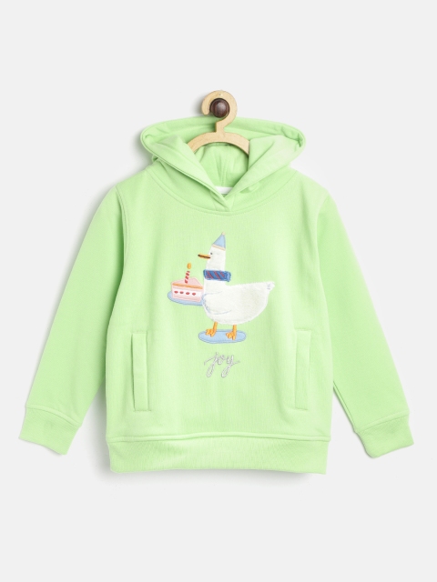 

Cherry Crumble Kids Green & White Applique Hooded Sweatshirt