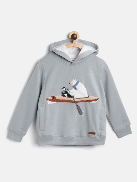 

Cherry Crumble Kids Blue White Polar Bear Applique Hooded Sweatshirt