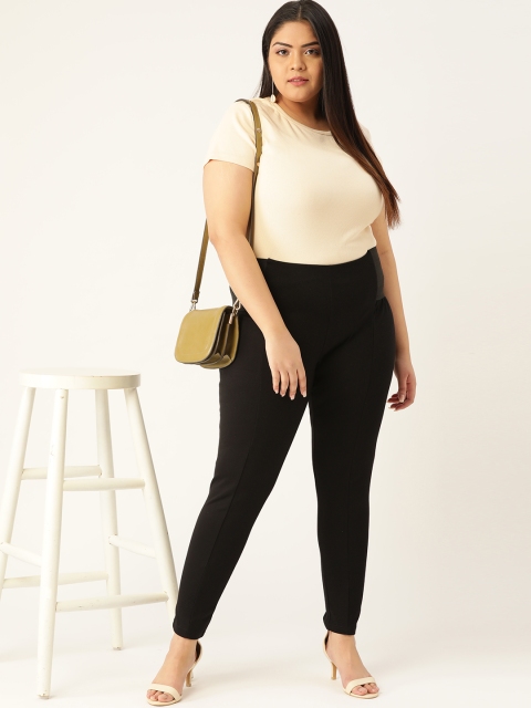 

Sztori Women Plus Size Black Solid Treggings