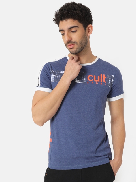 

Cultsport Men Blue Printed Round Neck T-shirt