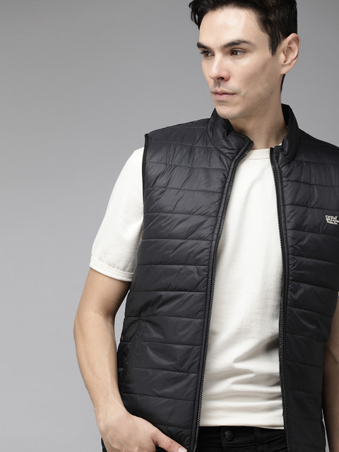 

U S Polo Assn Men Black Striped Padded Jacket