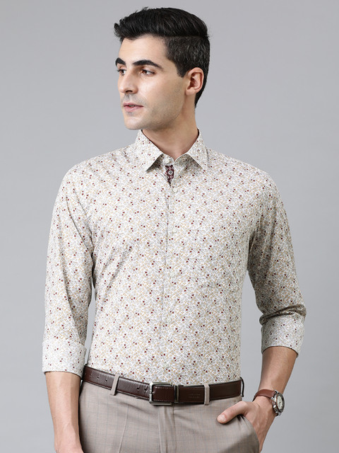 

Raymond Men Beige Contemporary Fit Printed Formal Shirt