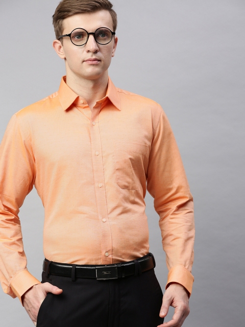 

Raymond Men Orange Contemporary Regular Fit Self Design Formal Shirt