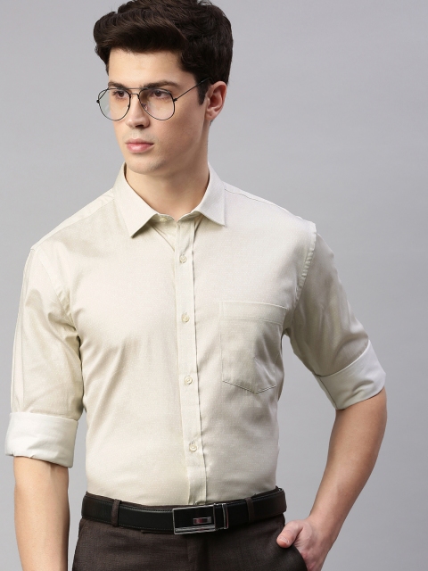 

Park Avenue Men White & Khaki Slim Fit Printed Formal Shirt