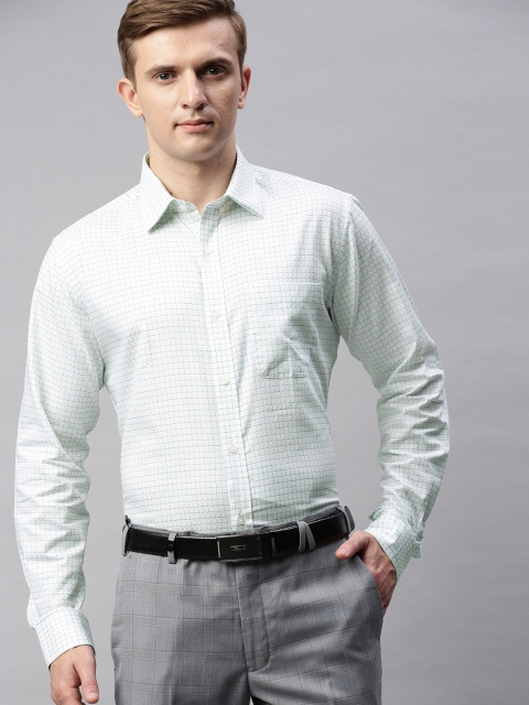 

Raymond Men White & Green Contemporary Fit Self-Checked Formal Shirt