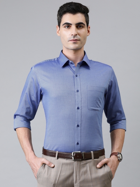 

Raymond Men Blue Slim Fit Self Design Formal Shirt