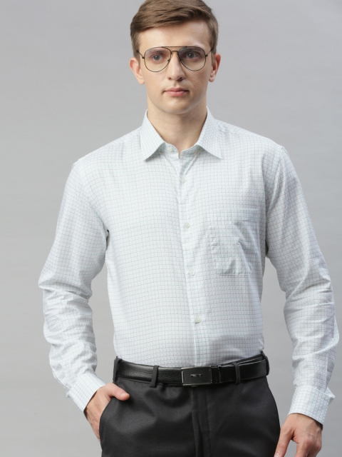 

Raymond Men White & Green Contemporary Regular Fit Checked Formal Shirt