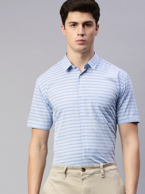 

Park Avenue Men Blue Slim Fit Striped Smart Casual Shirt