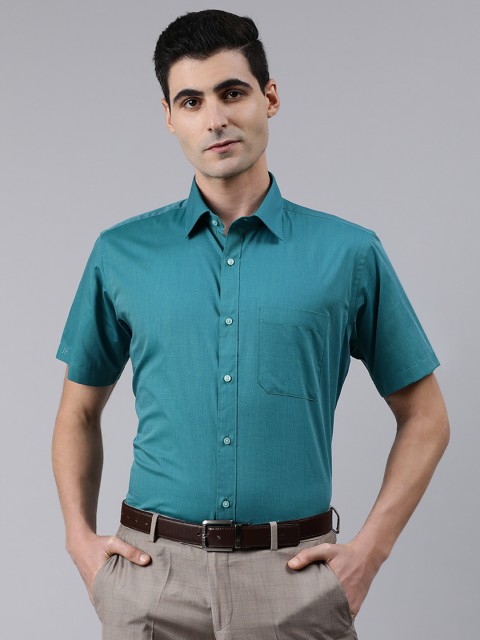 

Raymond Men Teal Green Contemporary Fit Solid Formal Shirt