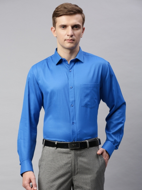 

Park Avenue Men Blue Regular Fit Self Design Formal Shirt