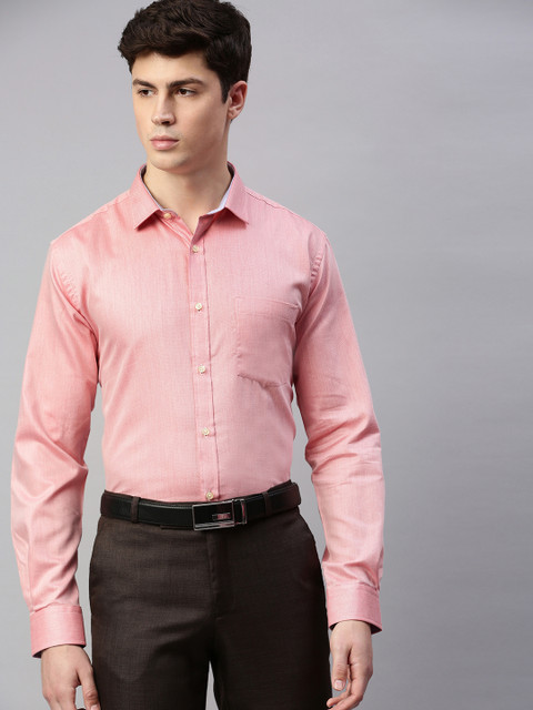 

Park Avenue Men Coral Red Slim Fit Self Design Formal Shirt