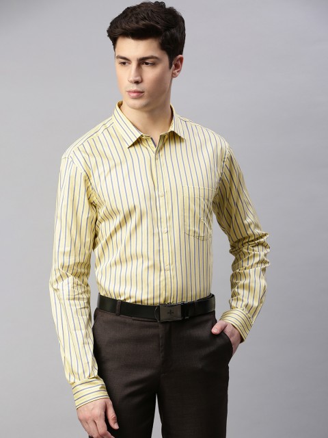 

Park Avenue Men Yellow & Blue Slim Fit Striped Formal Shirt