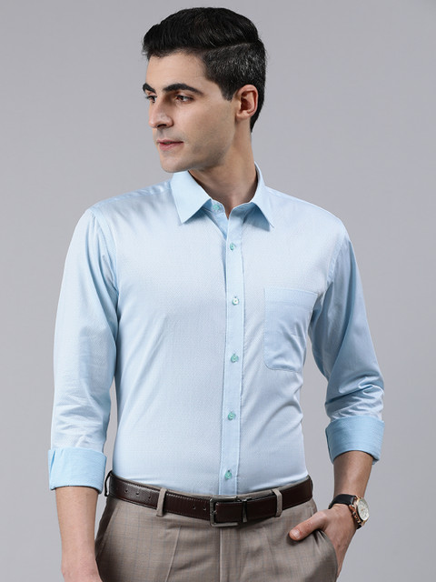 

Raymond Men Blue Slim Fit Self Design Formal Shirt