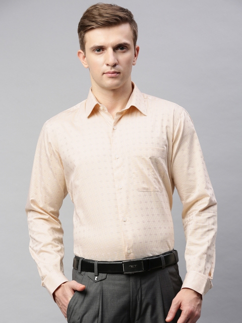 

Raymond Men Orange & White Contemporary Regular Fit Checked Formal Shirt