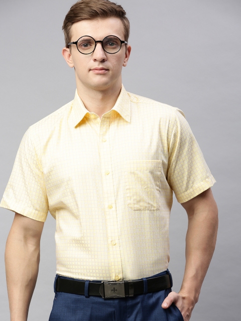 

Raymond Men Yellow & White Contemporary Fit Self-Checked Casual Shirt