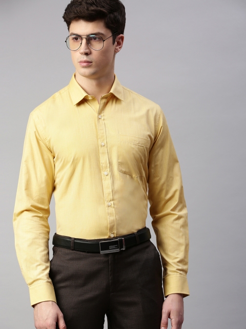 

Park Avenue Men Mustard Yellow Slim Fit Solid Formal Shirt