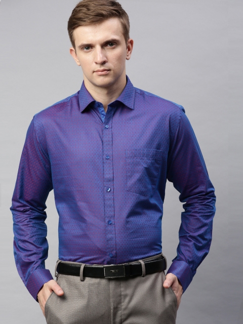 

Park Avenue Men Blue & Purple Slim Fit Self Design Formal Shirt