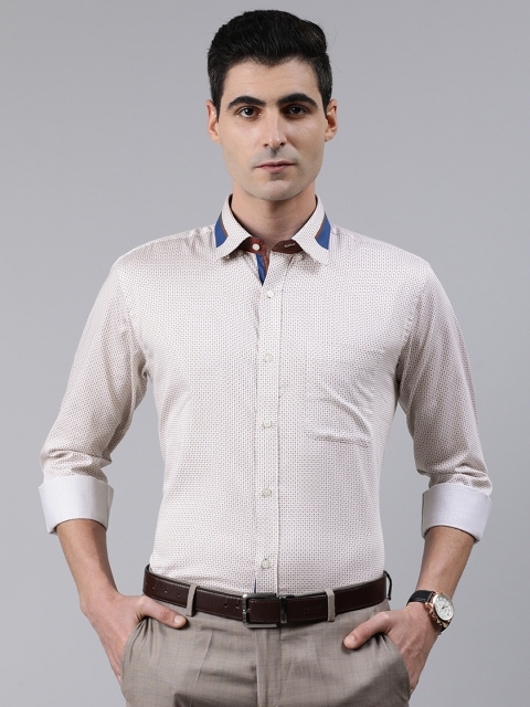 

Raymond Men Beige Slim Fit Printed Semiformal Shirt