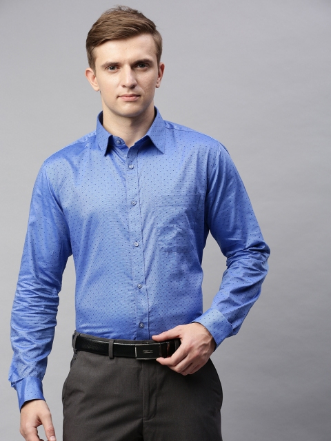 

Raymond Men Blue Slim Fit Self Design Formal Shirt