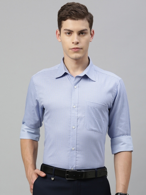 

Raymond Men Blue & Off-White Contemporary Regular Fit Checked Formal Shirt