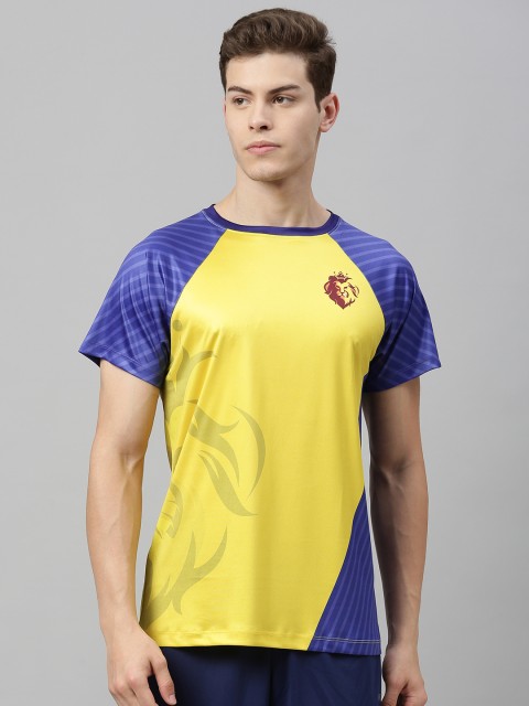 

mezmoda Men Yellow Printed Round Neck IPL CSK Fan Follow T-shirt