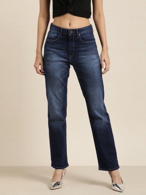 

Moda Rapido Women Navy Blue Straight Fit High-Rise Clean Look Stretchable Jeans