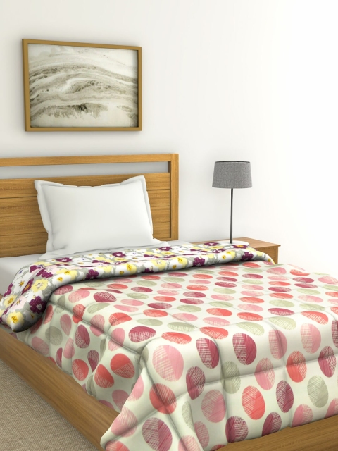 

Raymond Home White & Pink Geometric AC Room 110 GSM Single Bed Quilt