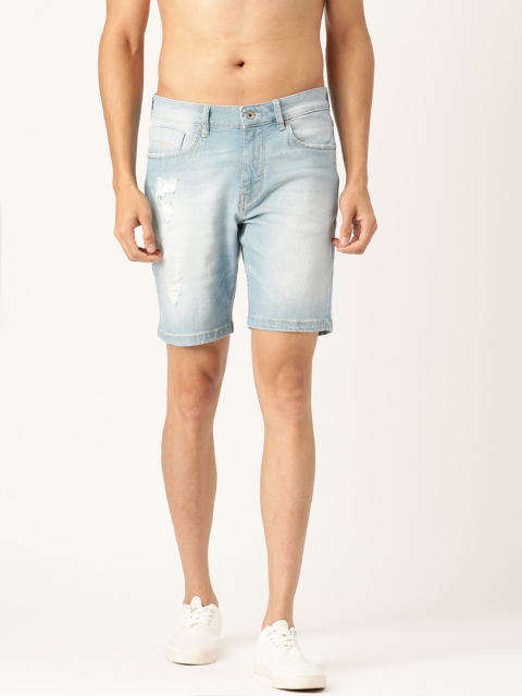 

Flying Machine Men Blue Washed Slim Fit Denim Shorts
