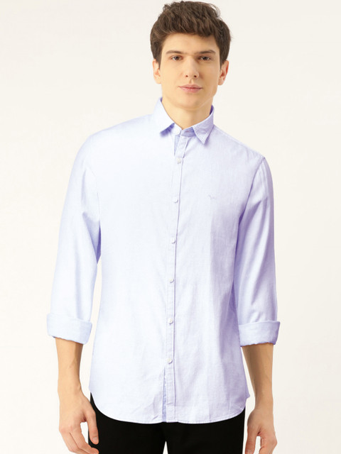 

Flying Machine Men Blue Self Design Slim Fit Casual Shirt
