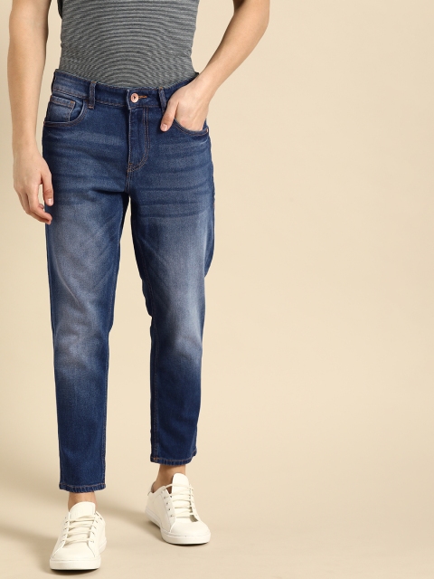 

ether Men Blue Carrot Fit Mid-Rise Clean Look Stretchable Jeans