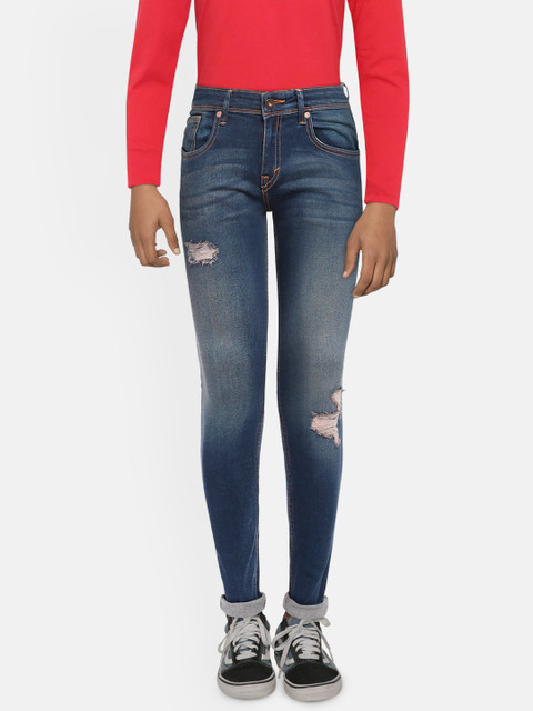 

Pepe Jeans Boys Blue CRUZ IP Regular Fit Mid-Rise Low Distress Stretchable Jeans