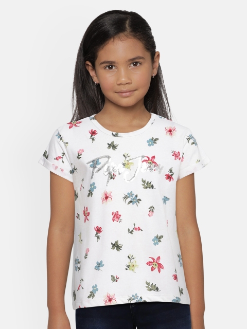

Pepe Jeans Girls White Printed Sequinned CARMEN IP Round Neck T-shirt