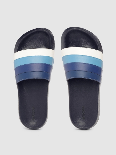 

WROGN Men Blue & White Striped Sliders