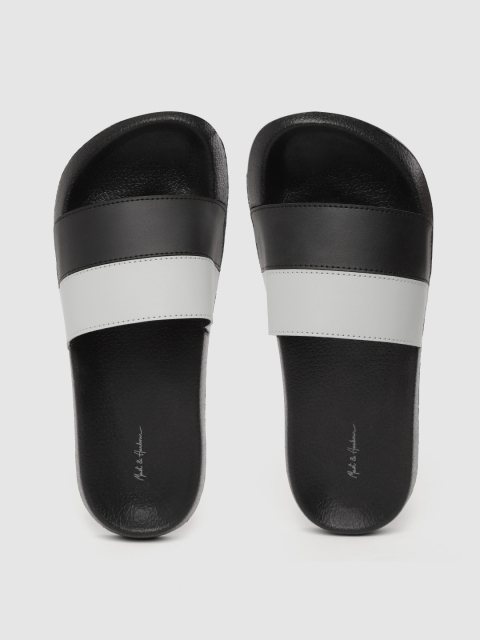 

Mast & Harbour Men Black & Grey Colourblocked Sliders