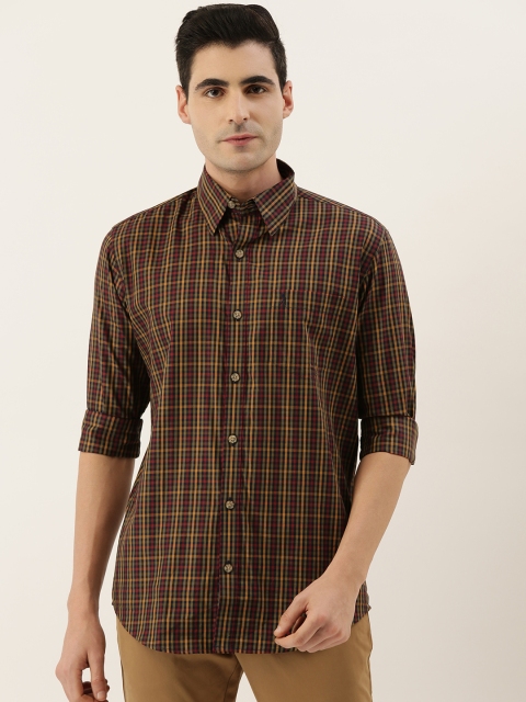 

Burnt Umber Men Red & Yellow Comfort Slim Fit Checked Casual Shirt