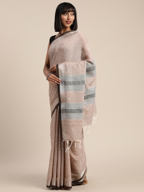 

Pisara Beige Solid Linen Blend Saree