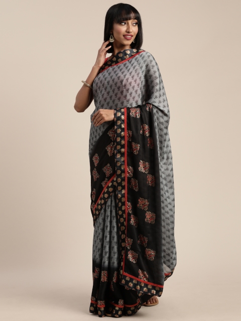 

Pisara Grey & Black Poly Georgette Printed Saree