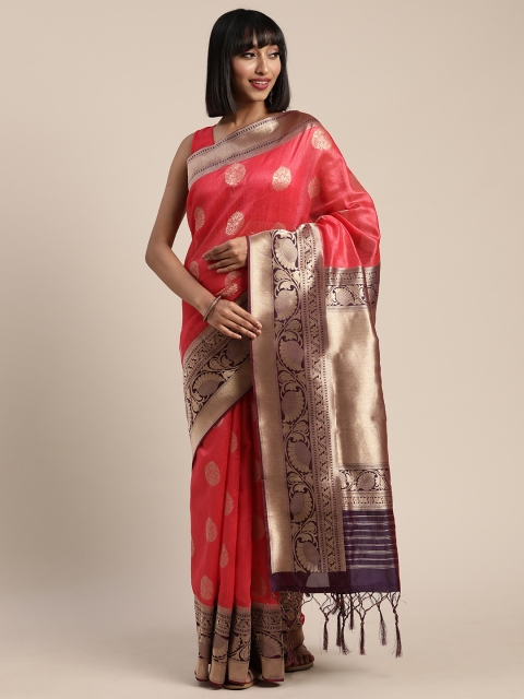 

Pisara Pink & Golden Silk Cotton Woven Design Banarasi Saree