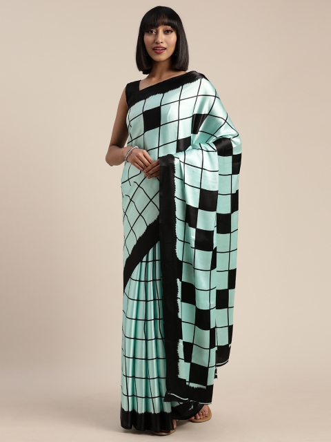 

Pisara Sea Green & Black Satin Checked Saree