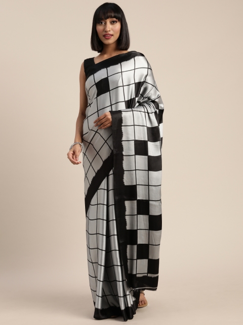 

Pisara Grey & Black Satin Checked Saree