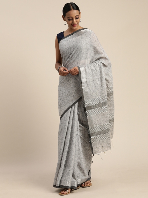 

Pisara Grey Solid Linen Blend Saree