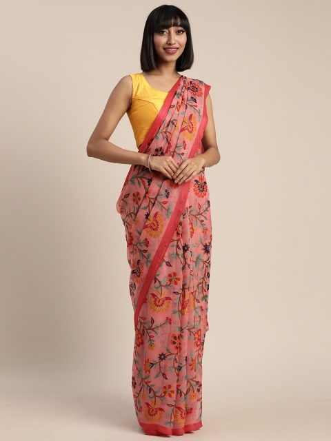 

Pisara Red & Green Brasso Floral Printed Saree
