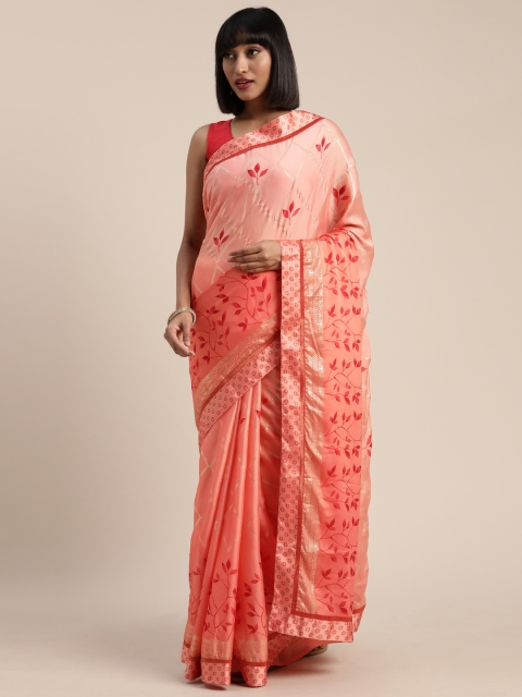 

Pisara Orange & Pink Poly Georgette Printed Saree