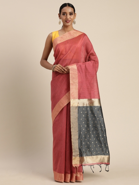 

Pisara Pink & Black Jute Cotton Woven Design Saree
