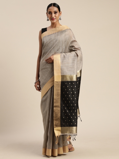 

Pisara Grey & Black Jute Cotton Woven Design Saree