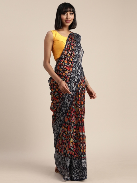 

Pisara Grey & Red Brasso Floral Printed Saree